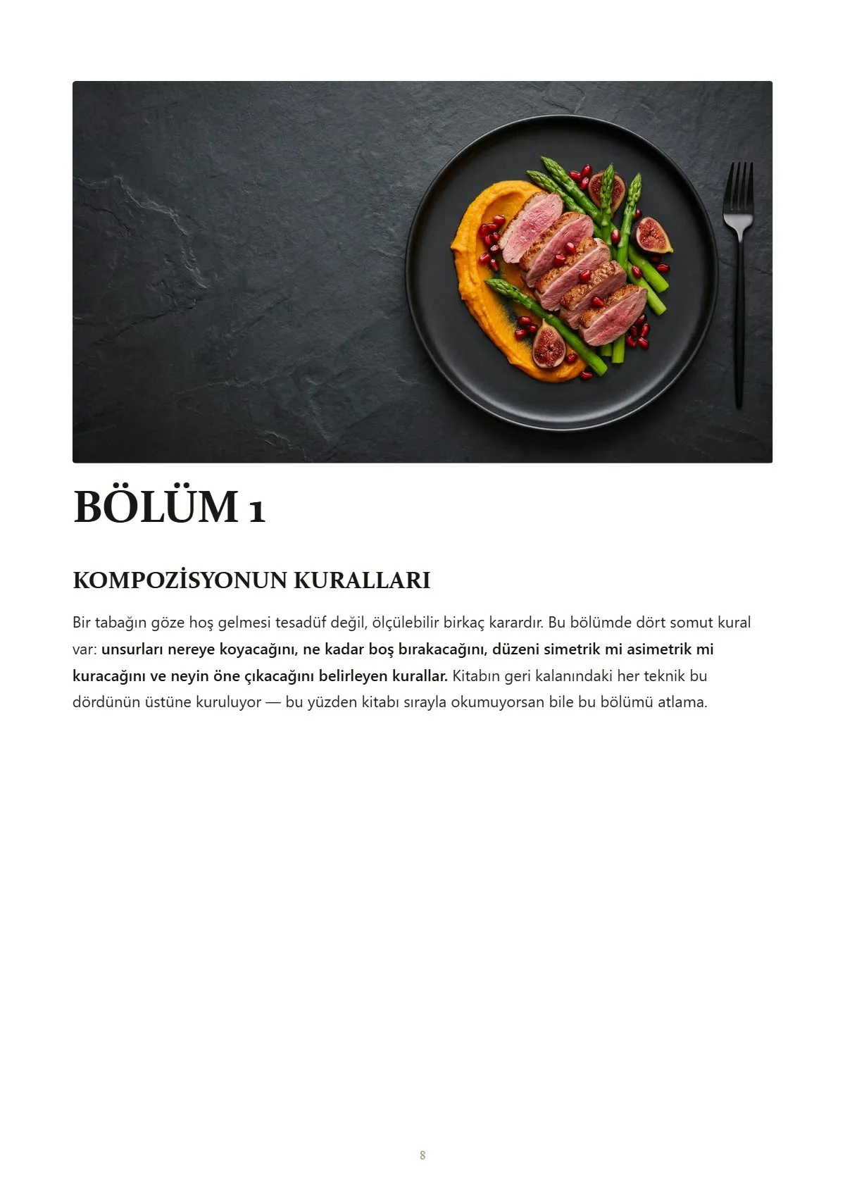 Modern Tabaklama, örnek sayfa: Bölüm 1 · Kompozisyonun kuralları