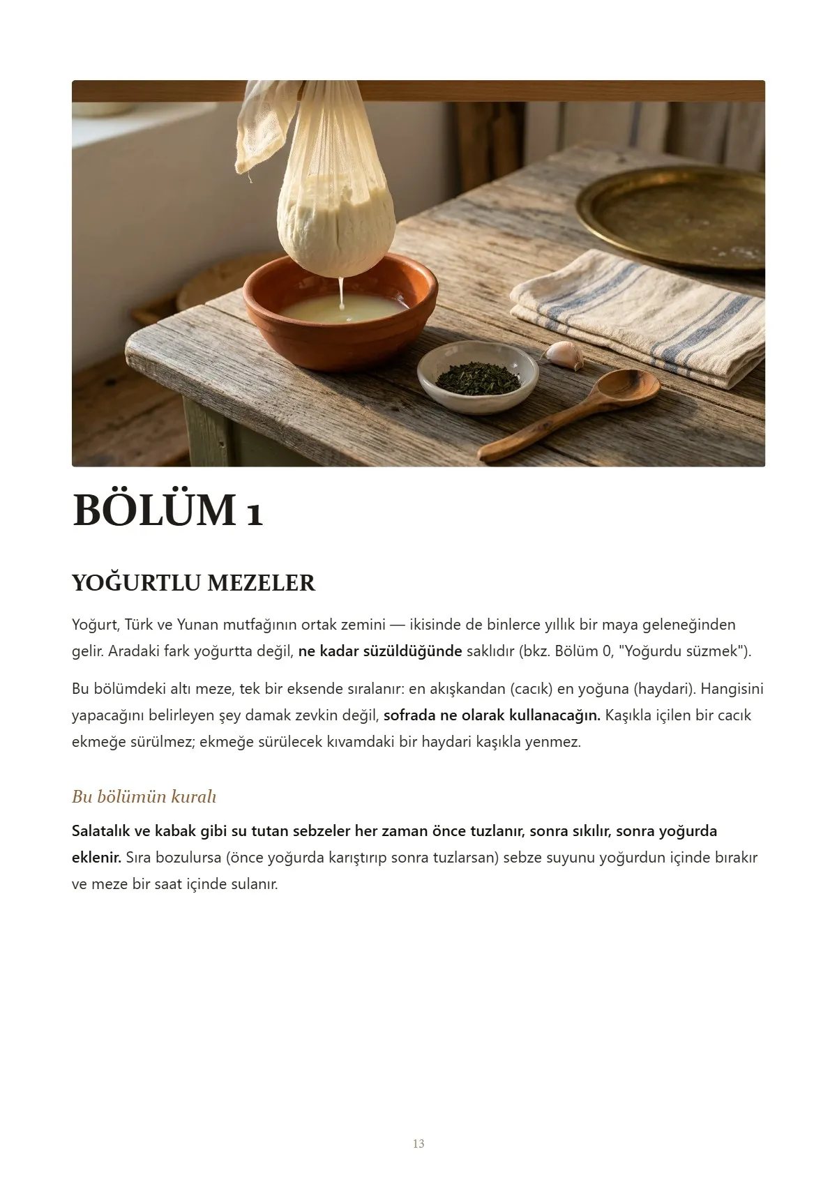 Deniz Ürünleri, Soğuk Mezeler & Zeytinyağlılar, örnek sayfa: Bölüm 1 · Yoğurtlu mezeler
